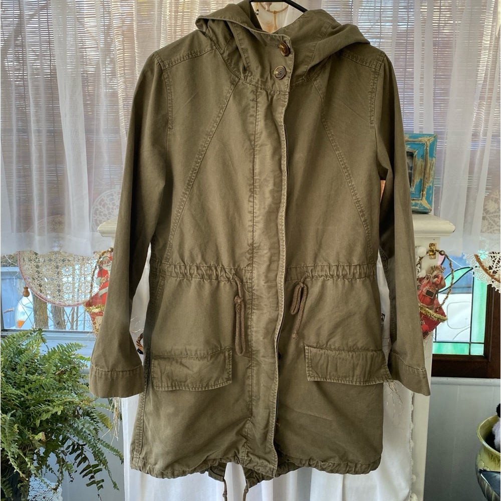 Love Tree Khaki Green Hooded Anorak Coat - Picture 1 of 6